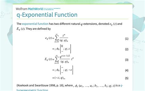 Q Exponential Function From Wolfram Mathworld