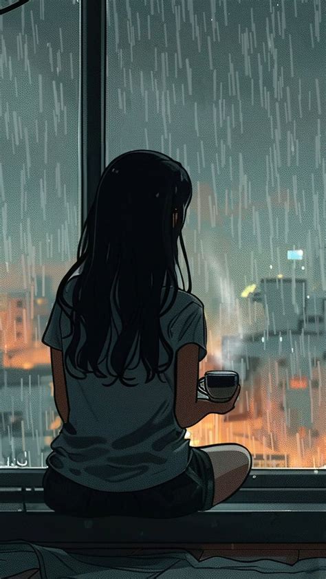 Rainy Day Escape Girl Cat Tea Relaxing Chillout Lo Fi Beats