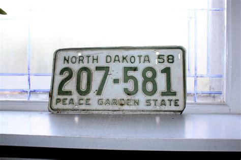 Vintage 1958 North Dakota License Plate Man Cave Decor