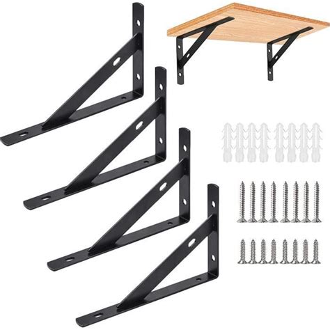 Equerres Etageres Murale Noir 4 Packs Supports Équerre D Étagère