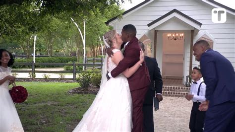 Cheeky Father Of Bride Gives Groom Step Stool To Kiss Taller Wife At Altar