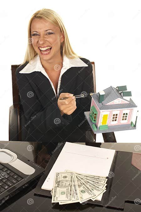 Beautiful Blonde Real Estate Agent Stock Image Image Of Corporate