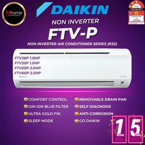 Delivery Only Daikin Non Inverter Air Conditioner Wall Mounted Ftv P