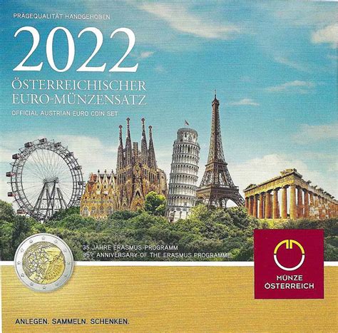 Austria Euro Coinset 35 Years Of The Erasmus Programme 2022 Euro