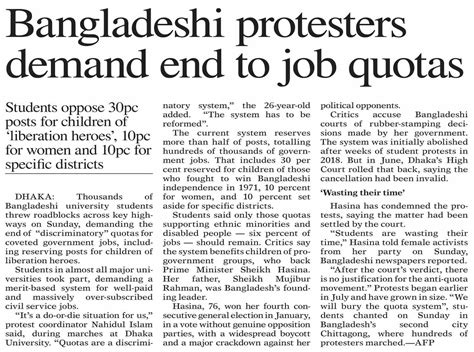 Dawn EPaper Jul 08 2024 Bangladeshi Protesters Demand End To Job