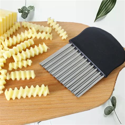 Potato Chip Vegetable Crinkle Wavy Cutter Blade Tool Fry Fries Hand