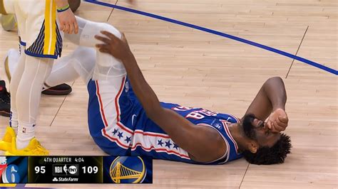 Joel Embiid In Serious Pain After Bad Knee Injury Vs Warriors 😬 Youtube