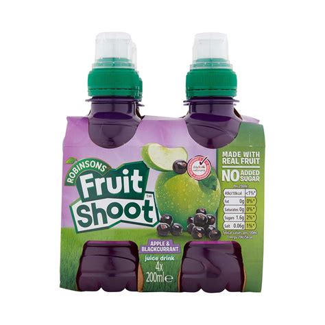 Robinsons Fruit Shoot Apple And Blackcurrant No Added Sugar 4×200ml