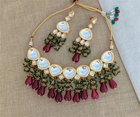 Pearl Kundan Necklace Set Indian Jewelry Pakistani Etsy