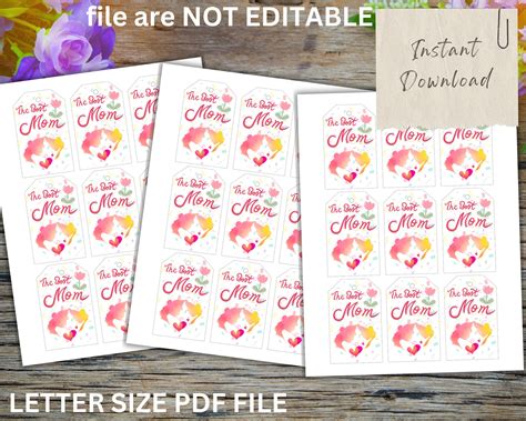 Printable Gift Tags, Happy Mothers Day Tags, Happy Mothers Day Gift Tag