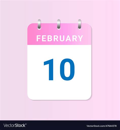 Day of 10th february daily calendar of february Vector Image