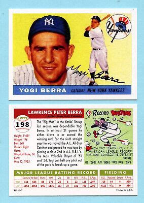 2023 1955 Style Collector Card 198 Yogi Berra New York Yankees EBay