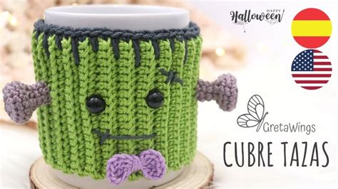 FRANKESTAIN CUBRE TASAS A CROCHET Decora este halloween tu taza de té