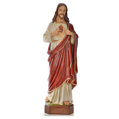 Statue Sacr Coeur De J Sus Marbre Reconstitu Cm Peinte Vente En