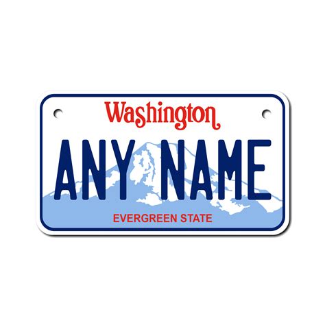 Personalized Washington 4" X 7" Aluminum License Plate Version 1