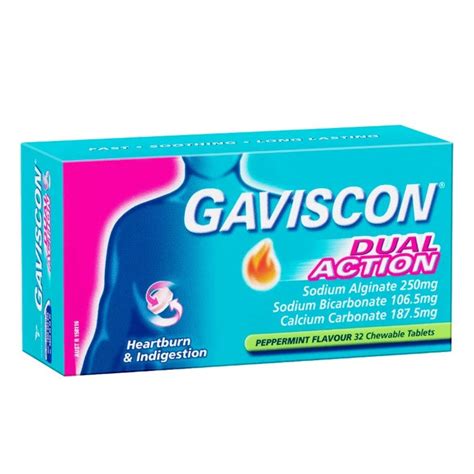 Gaviscon Dual Action Heartburn And Indigestion Relief Peppermint Tab X 32