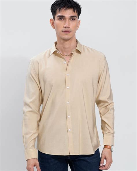 Buy Mens Beige Slim Fit Shirt Online At Bewakoof