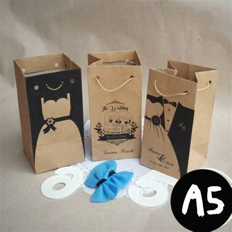 Jual SABLON Paper Bag Custom Coklat A5 Paper Bag Souvenir Paperbag