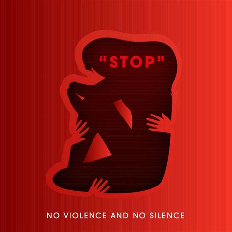 Stop Sexual Harassment Against Women Concept With Silhouette Female On Red Background For No