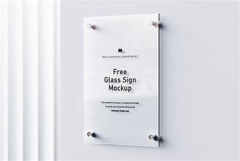 Free glass sign mockup - Mockups Design