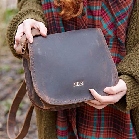 Personalised Curved Brown Buffalo Leather Saddle Bag Etsy