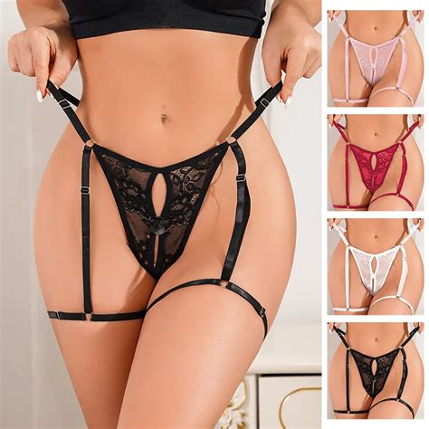 Bragas De Encaje Ahuecadas Para Mujer Conjunto De Lencer A Sexy Ropa