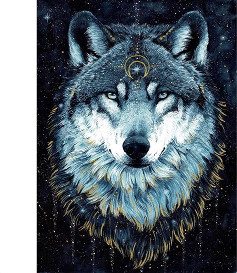 MXJSUA 5D Loup Diamond Painting Diamant Painting Animaux Broderie