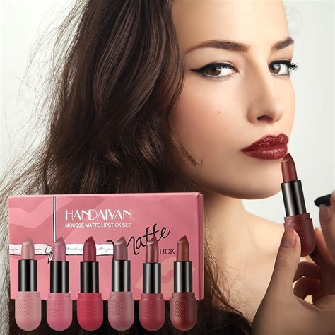 Teissuly 6 Colours Matte Lipstick Set Smooth Nude Lipstick Long Lasting