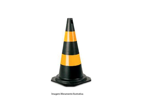 Cone Pvc Plastcor Extra Flexivel Preto E Amarelo 75 Cm Bt Equipamentos