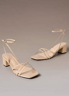 Nude Cross Strips Block Heel Sandals Azazie