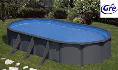 Piscine Acier Gre Louko Ovale Aspect Gris Anthracite Design