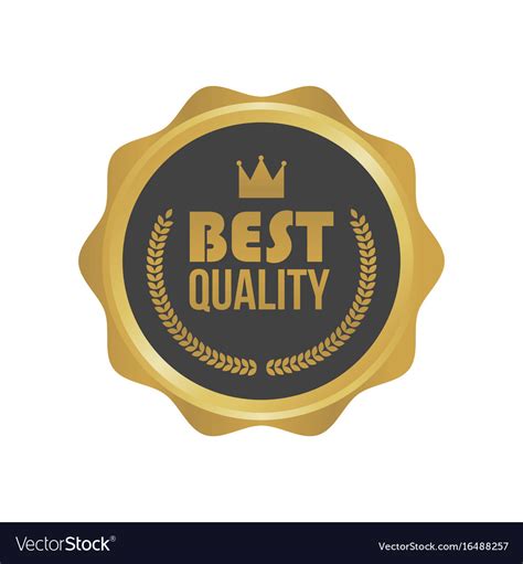 Best Quality Gold Sign Round Label Royalty Free Vector Image