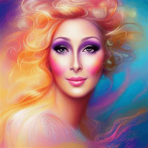 Cher Whimsical Full Head And Shoulders Golden Ratio Centered Soft Lines