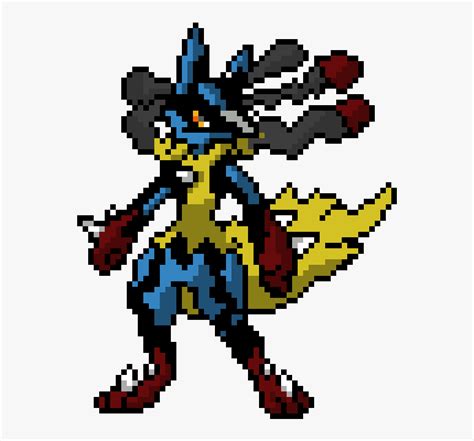 Mega Lucario Pixel Art Grid