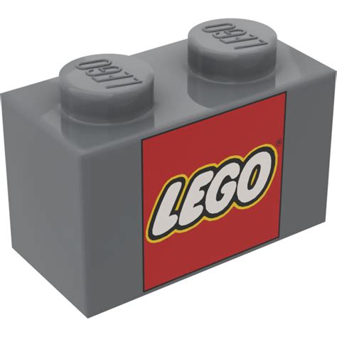 Lego Dark Stone Gray Brick X With Lego Logo With Bottom Tube