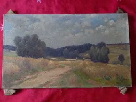 Tableau Ancien Huile Paysage De Campagne Paysage D T Campagne Xix