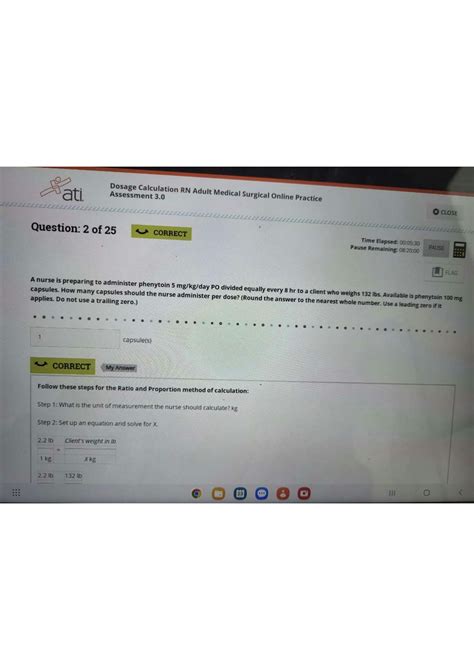 Solution Ati Dosage Calculation Rn For Adult Medical Surgical