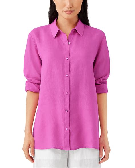 Eileen Fisher Linen Classic Collar Shirt Tulip Editorialist