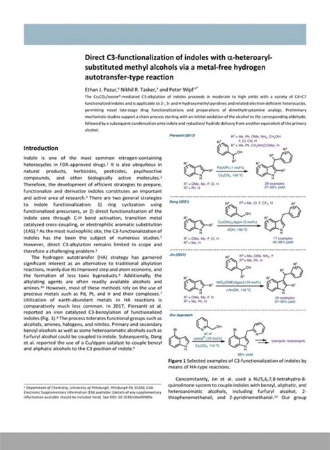 Direct C Functionalization Of Indoles With Alpha Heteroaryl