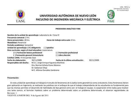 Laboratorio de Fisica IV FIME Laboratorio de Física IV 1 IT 7 ACM 04