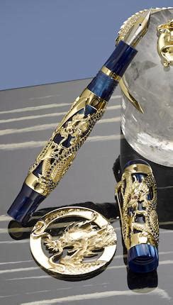 Bonhams : MONTEGRAPPA: Dragon Mediterranean Blue Celluloid and 18K