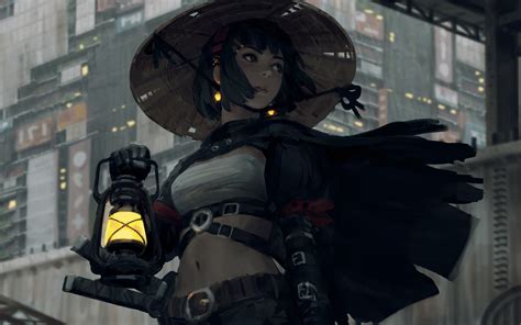 Fantasy Girl Science Fiction Warrior Lamp Z W Gu Guweiz Artwork