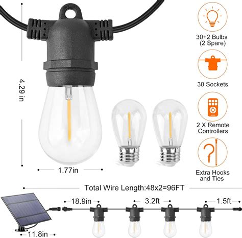 Dott Arts Guirnalda De Luces Solares Para Exteriores Impermeables 96