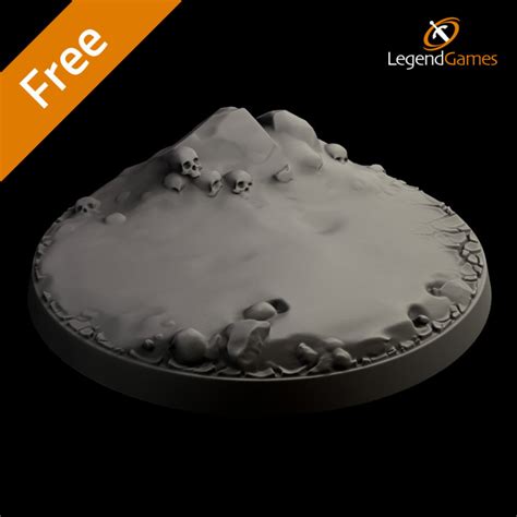 3d Printable Legendgames Free 60mm Round Snow And Skull Base By Legend