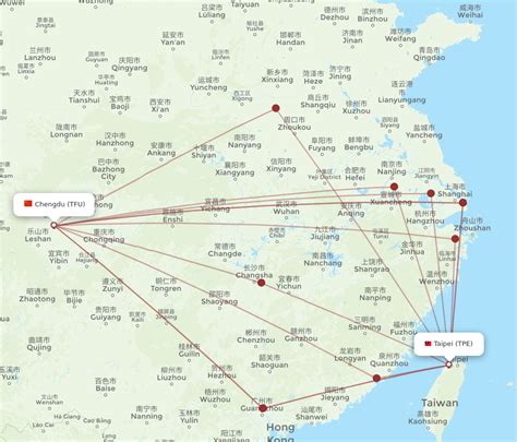 All Flight Routes From Taipei To Chengdu TPE To TFU Flight Routes