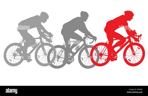 Cycling Cyclist Bike Silhouette Group Athletes Vector Background Winner Concept Detailed