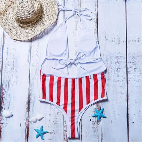 Wholesale Sexy Girl American Flag Bikini One Piece Bikini With Printing Pattern Of Flag Of The