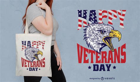 Veterans Day Eagle Bird Tote Bag Design Vector Download