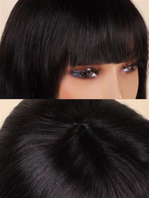 Short Black Wavy Wigs With Bangs Womens Short Black Bob Wig Human Hair