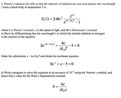 Planck's radiation law tells us that the intensity of | Chegg.com